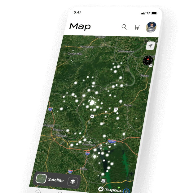 phone with map of recent lightning strikes